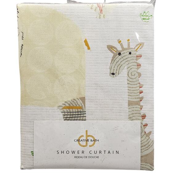 Animal Crackers Shower Curtain In Natural 72"x72" By Creative Bath 100% Cotton - Picture 1 of 7